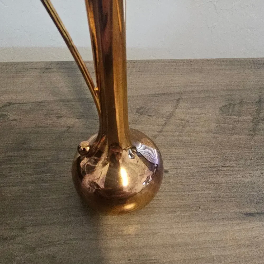 Vintage Silver Plated Bud Vase Gold Tone 7" Slender Mod MCM Japan Renaissance - Picture 4 of 12
